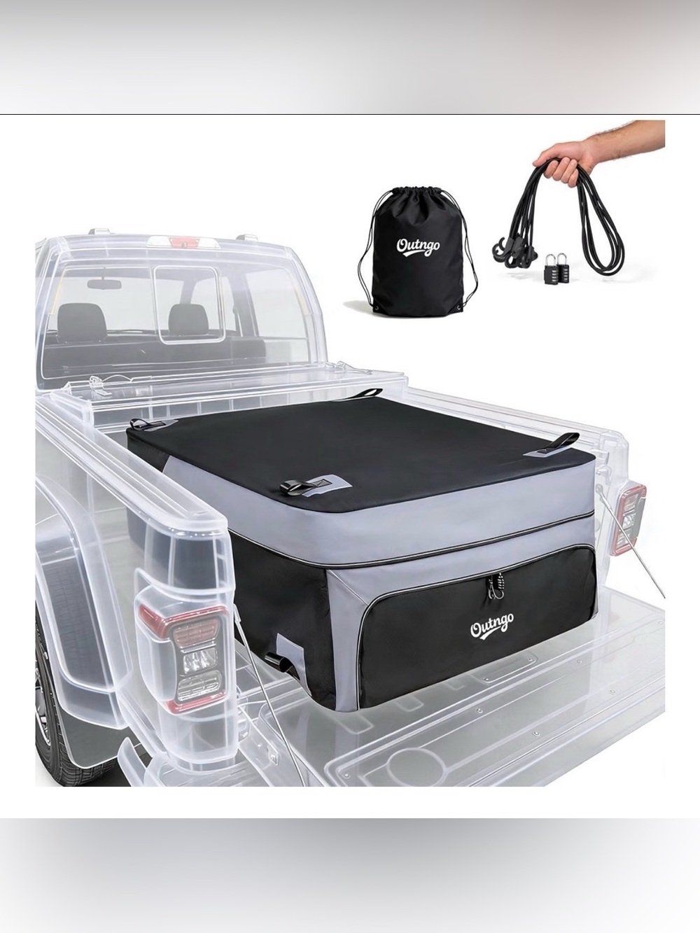 Truck Bed Cargo Bag Waterproof Heavy-Duty Storage 38 Cu Ft XL